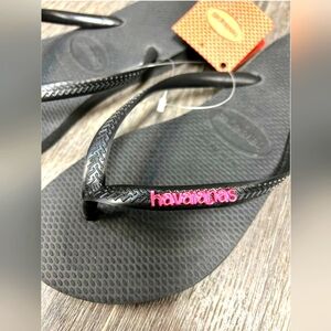 Havainas Slim Logo Flip Flops Women's Size 6